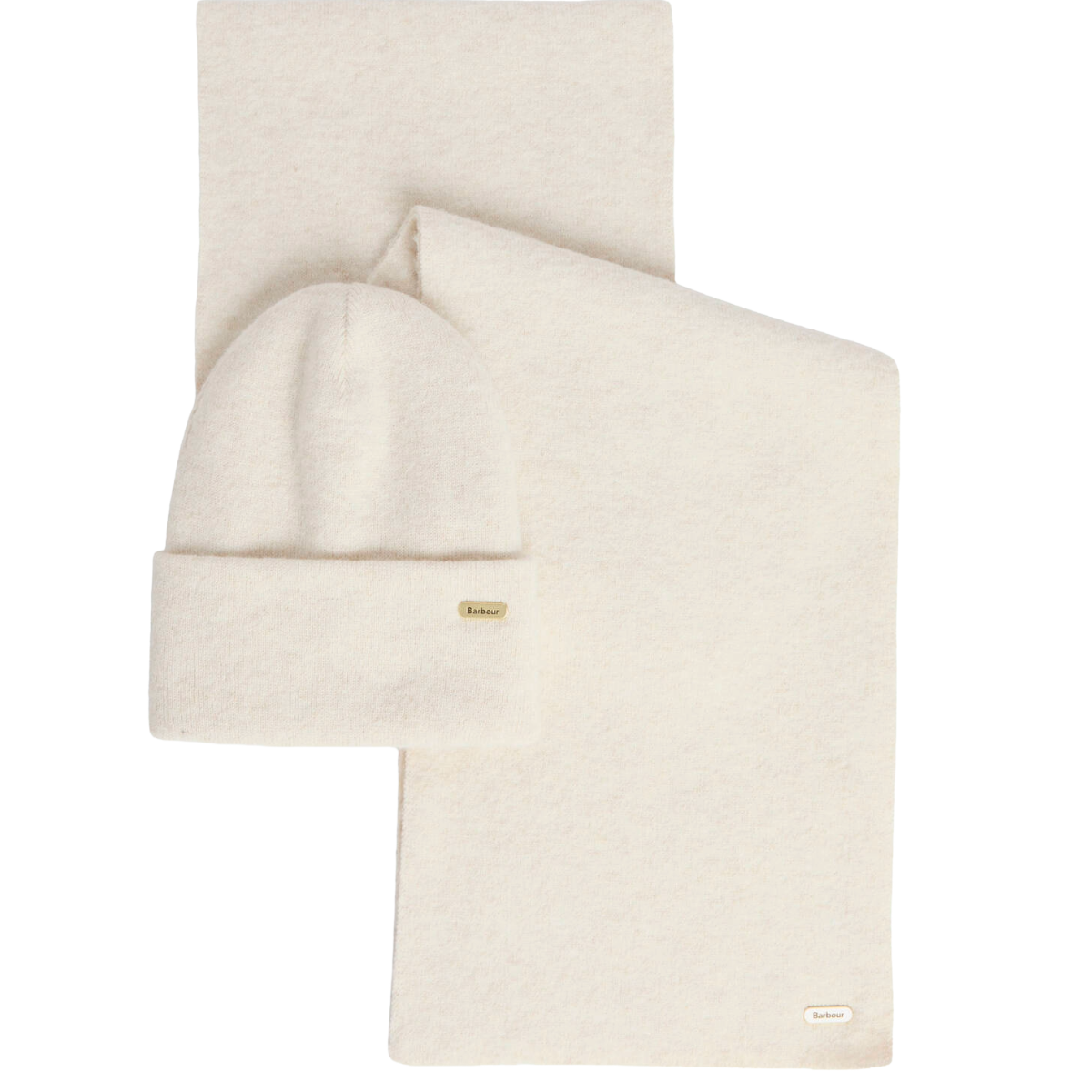 Barbour Winona Beanie & Scarf Gift Set, Eggshell, front view