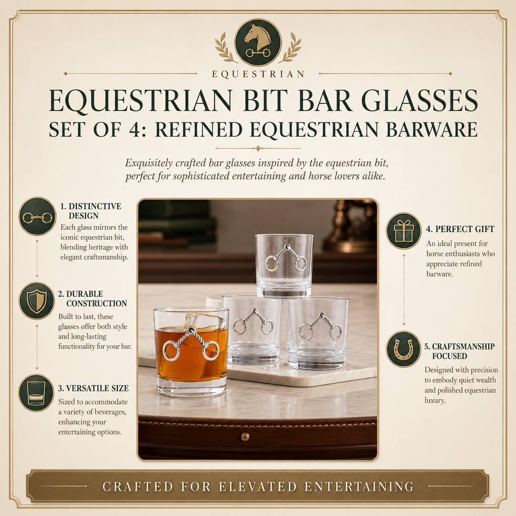 Arthur Court Equestrian Bit Bar Glasses Set of 4
