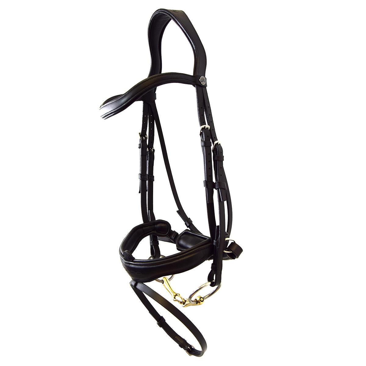 Antares Signature Dressage Flash Noseband Snaffle Bridle With Crank