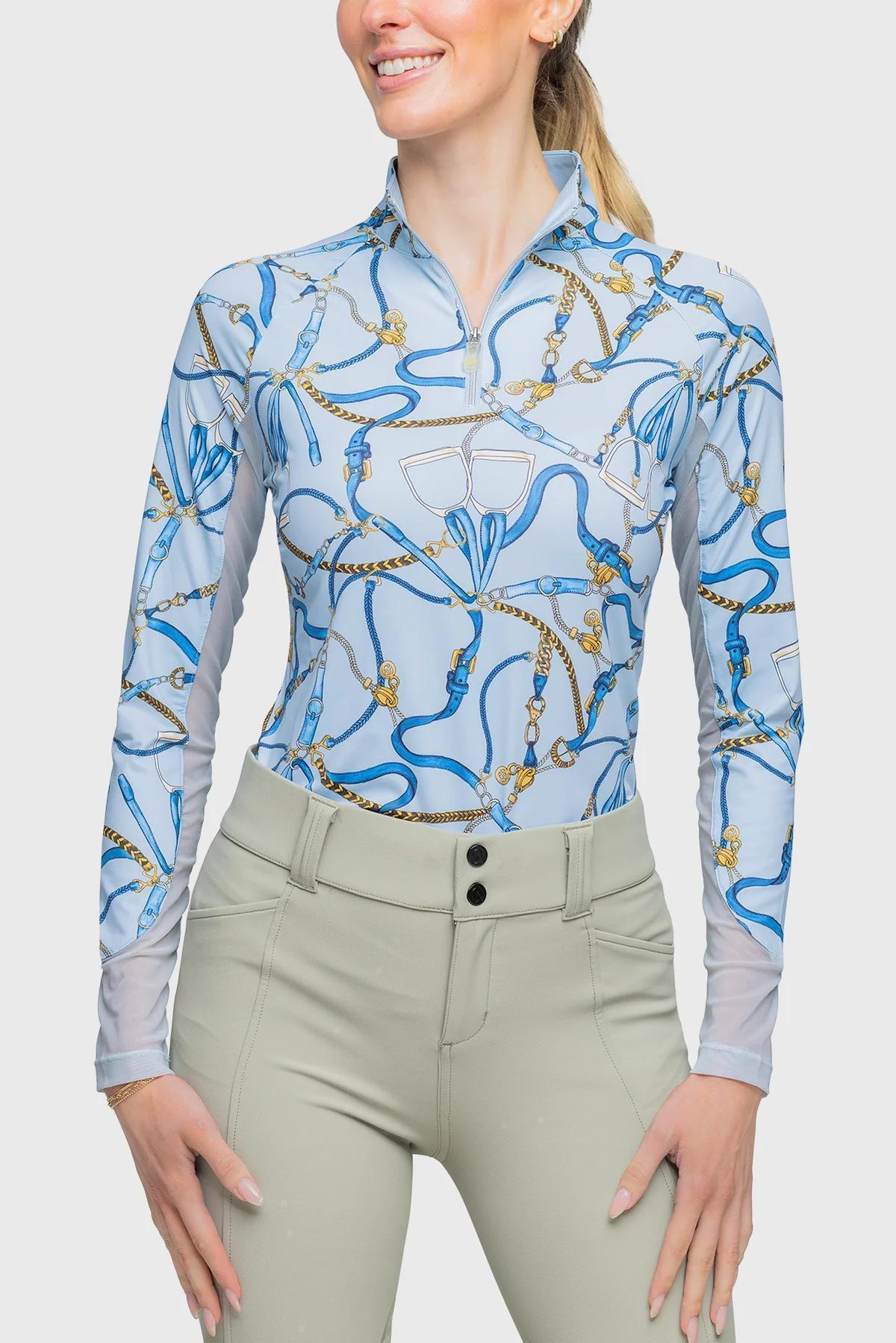 Kastel Long Sleeve Belts Print 1/4 Zip Shirt - SALE