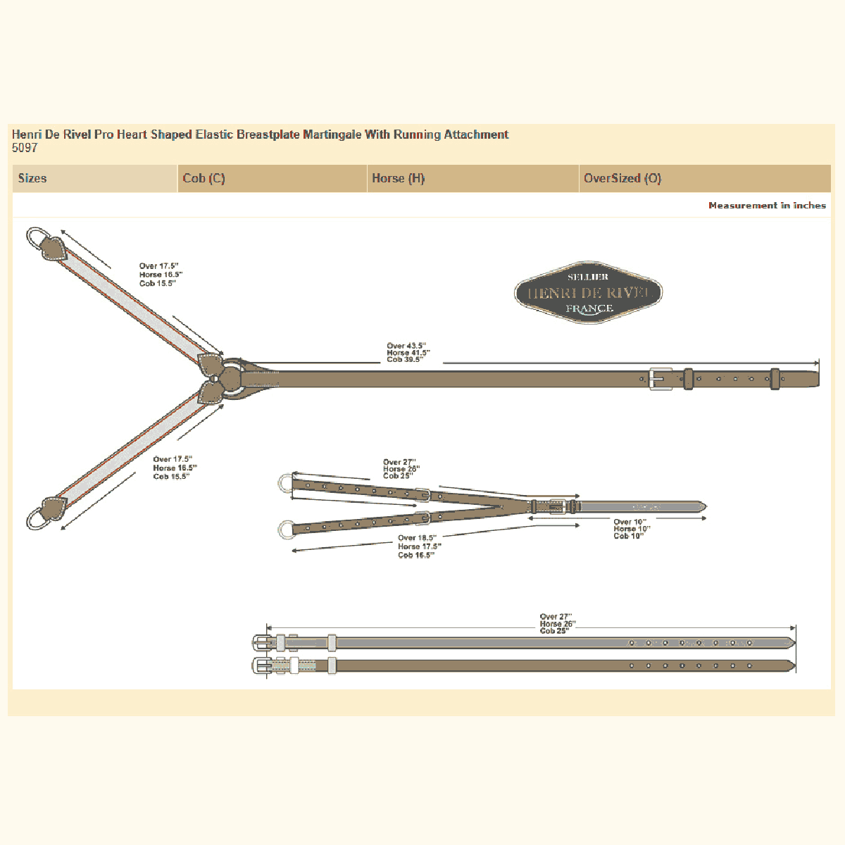 HDR Pro Elastic Breastplate Martingale with Running Attachment