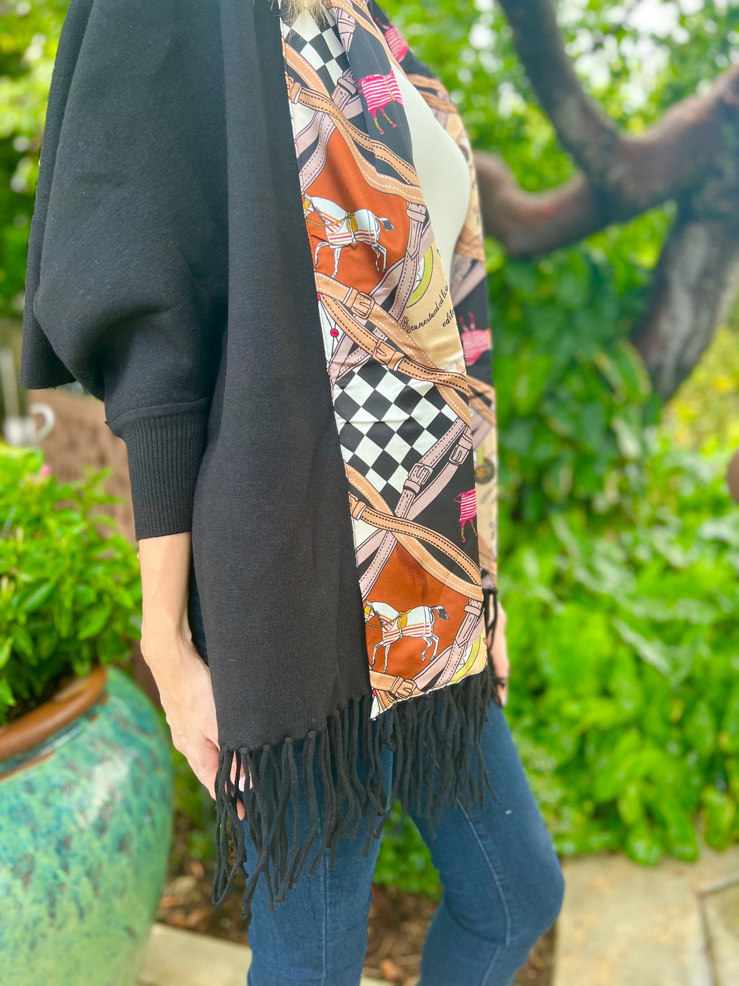 Stacy Bradley Design- Cozy Sweater Wrap - Designer Horse with Straps