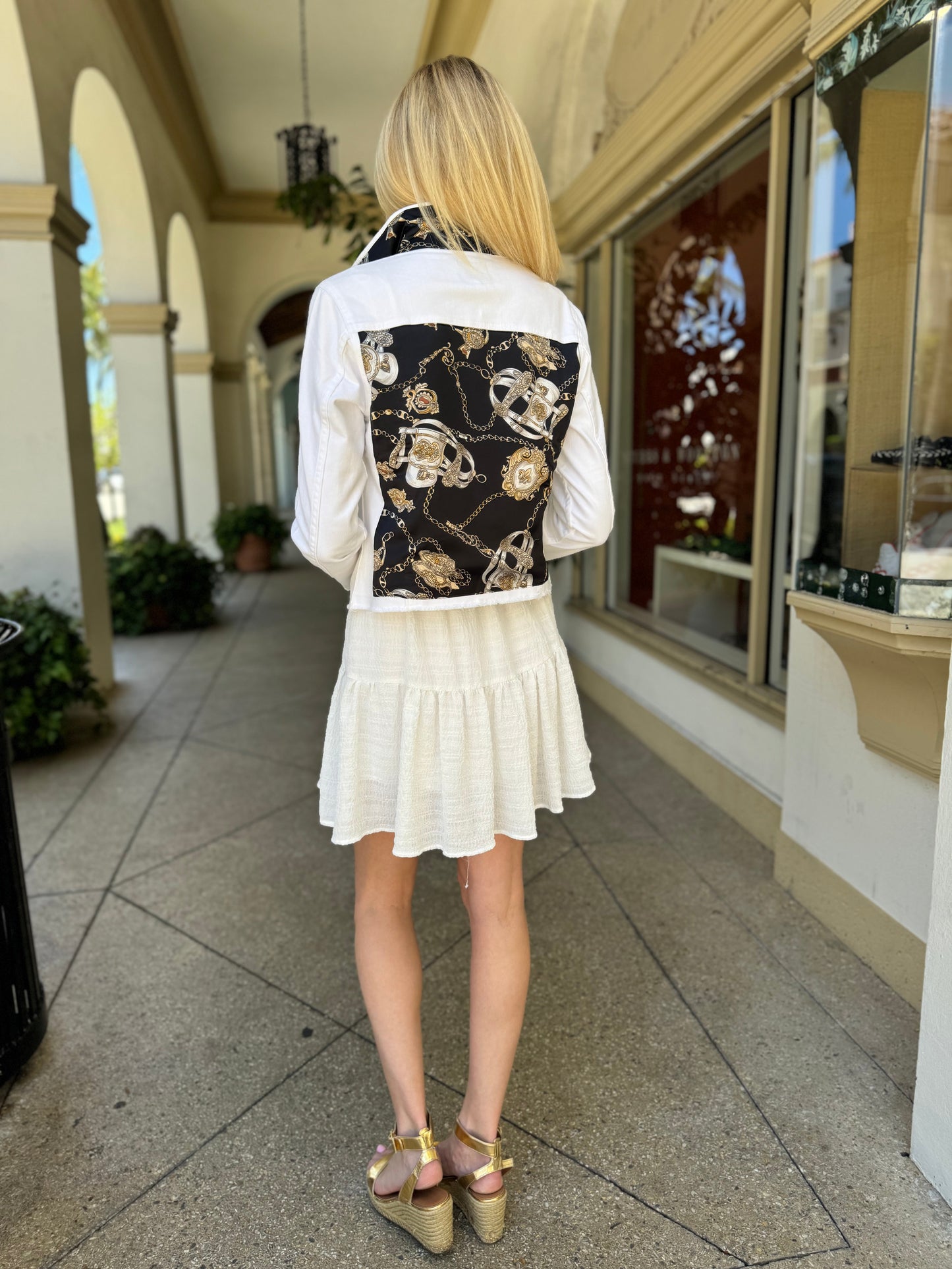 Stacy Bradley Design, The White Denim Jacket - Black Stirrup