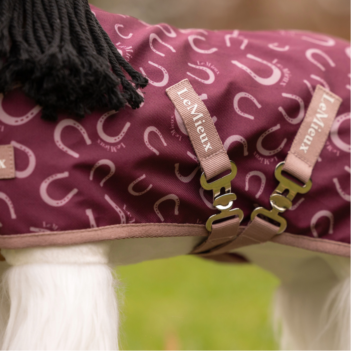 LeMieux Toy Pony Printed Ripstop Rug-Blackberry-Close Up Buckle View