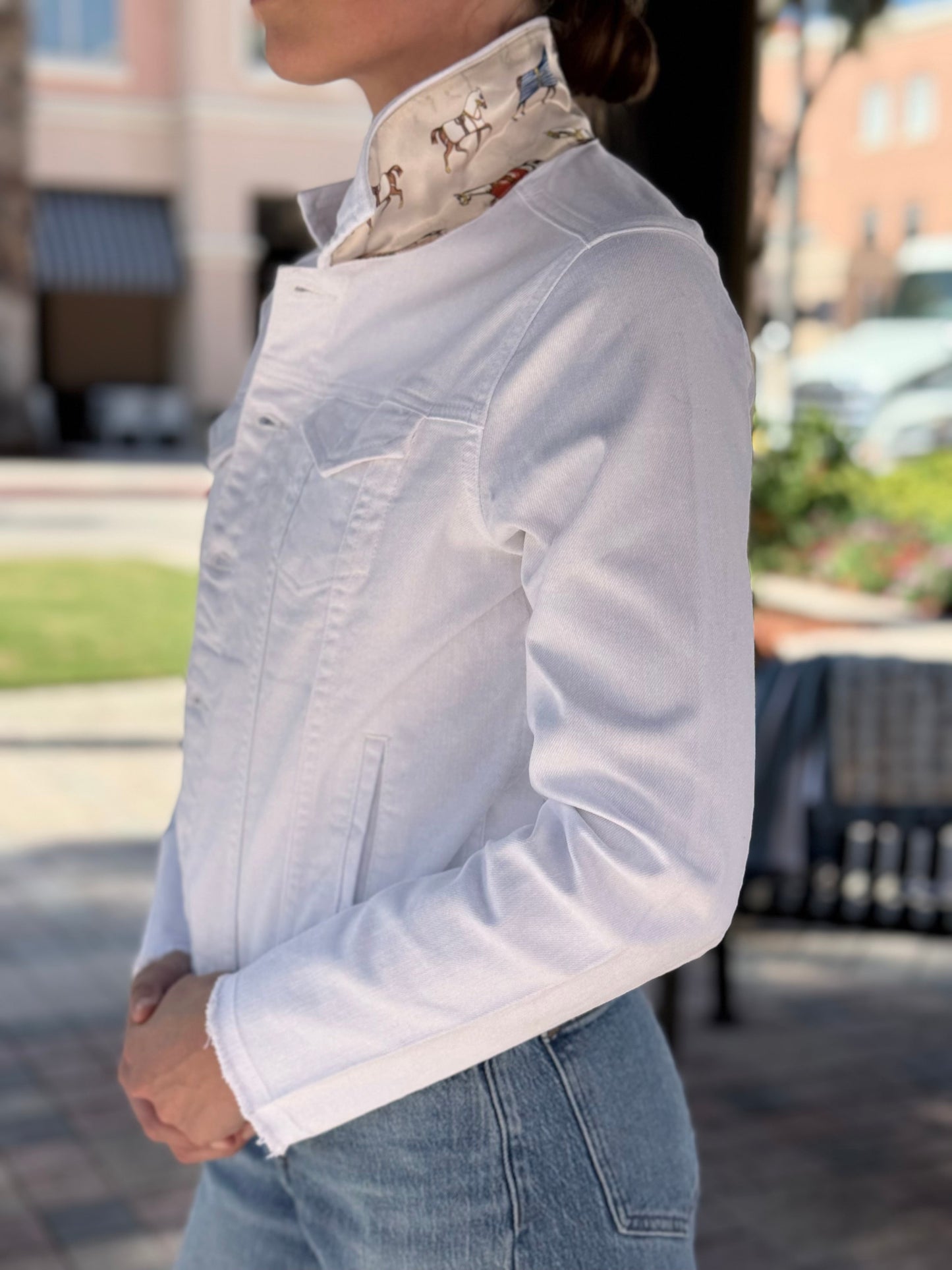 The White Denim Jacket / Equine Elegance / Pearl White