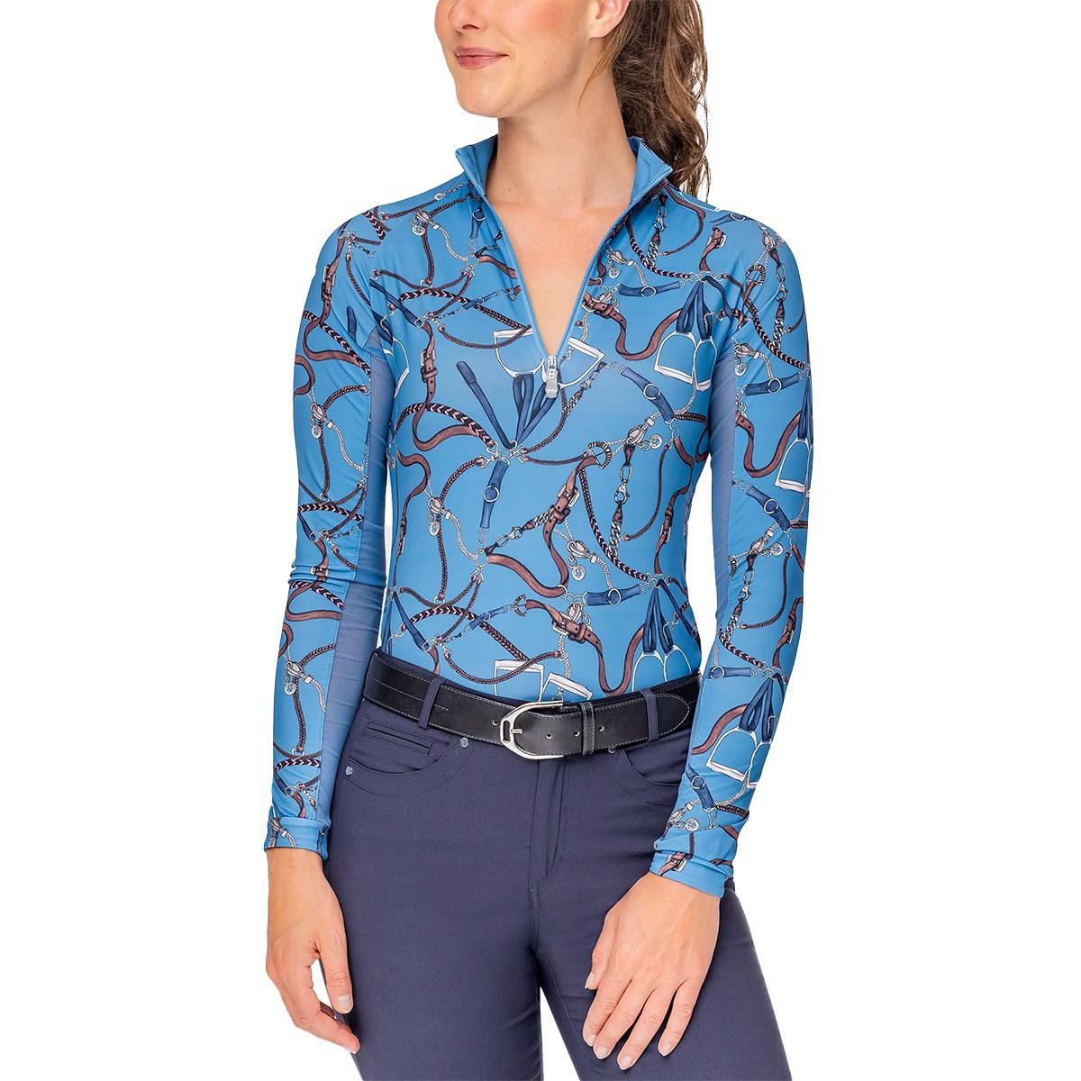 Kastel Long Sleeve Tahoe Blue Belts 1/4 Zip Sun Shirt