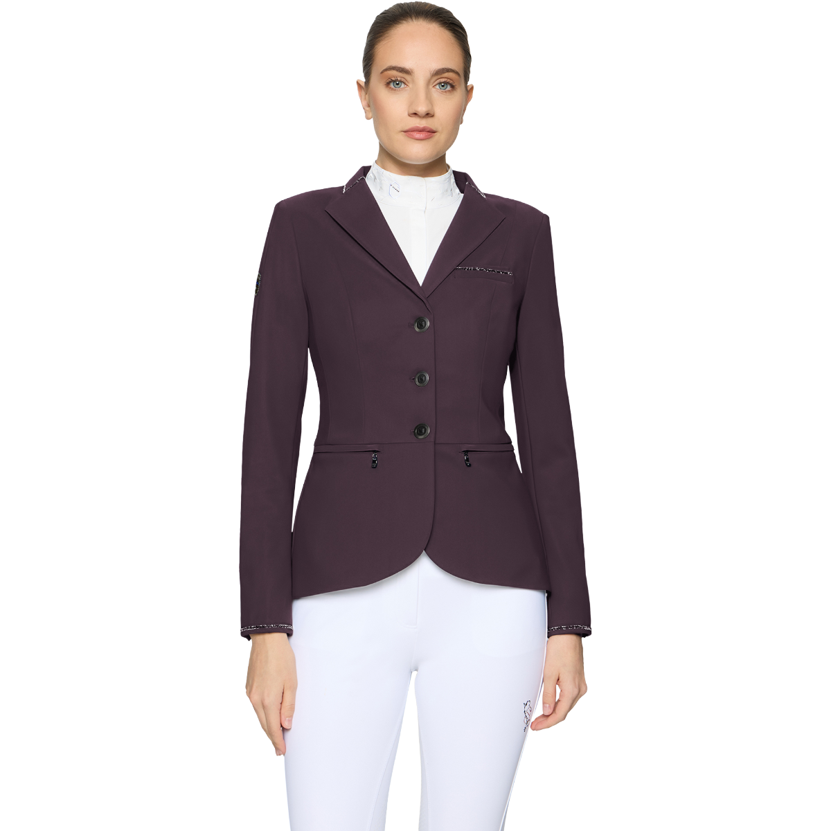 Samshield Women's Victorine Crystal Fabric Show Jacket, Black Cherry, front view