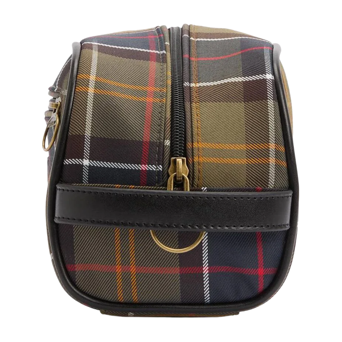 Barbour Tartan Washbag, Classic/Beacon, side handle view
