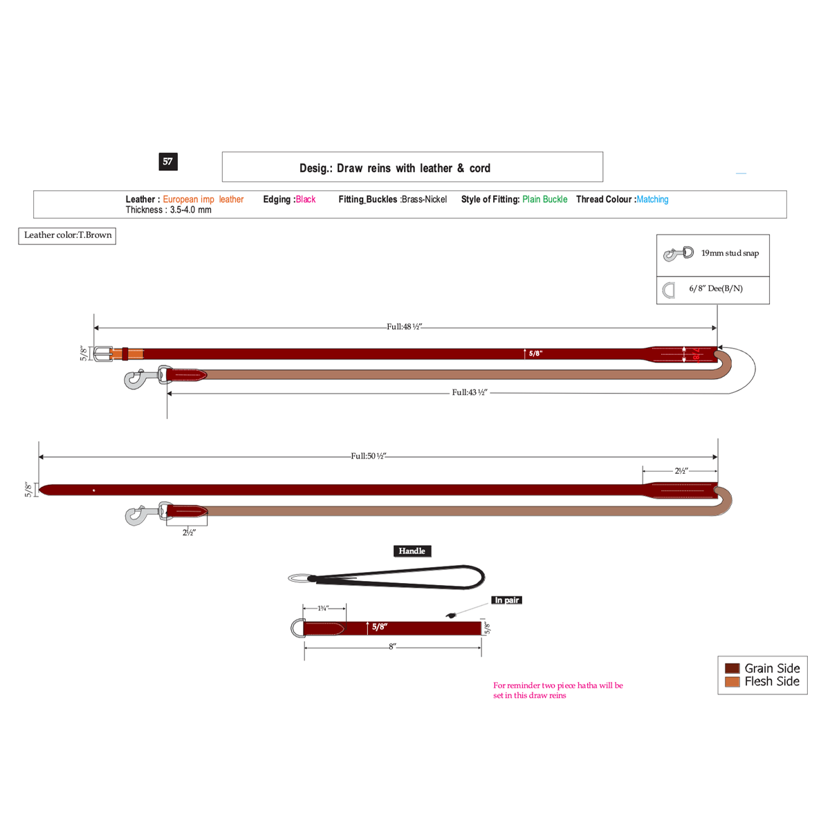 Jump'in Plain Leather Draw Reins - Week Collection