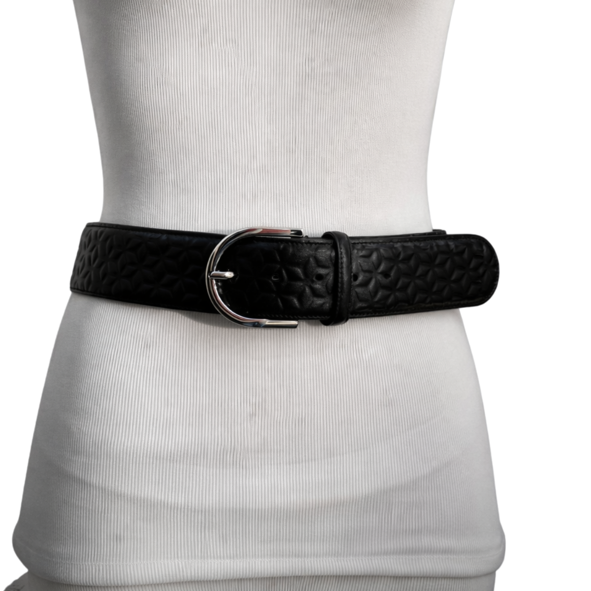 The Tailored Sportsman Black Leather Belt with Crystal-Studded Silver Buckle Armor Studded Leather Belt Black and Silver — Lowlife main image 4