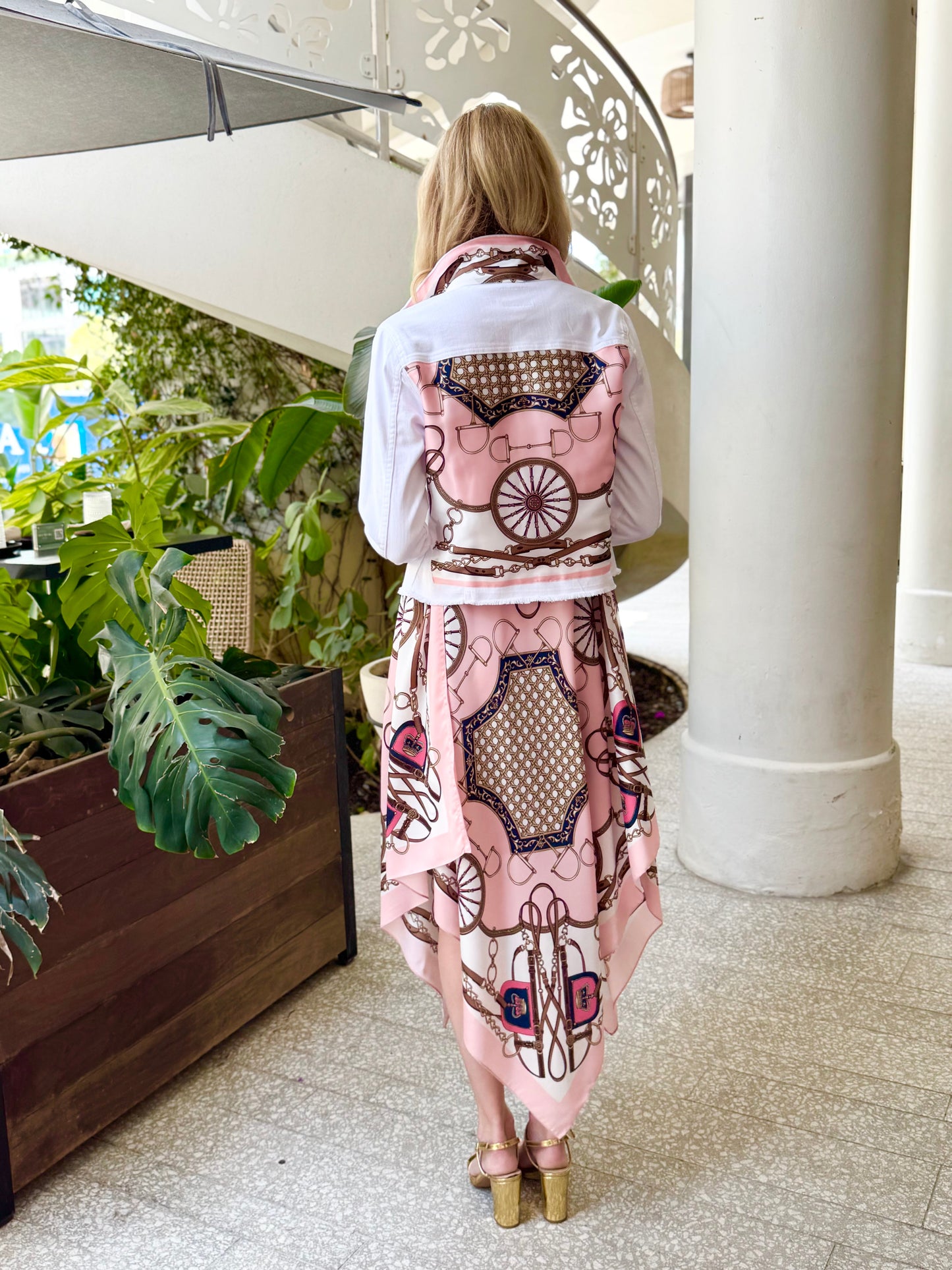 Stacy Bradley Design, The White Denim Jacket - Blush Bit