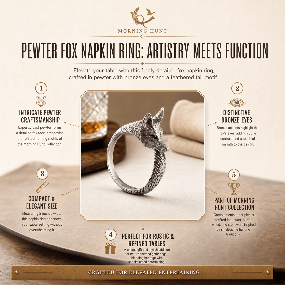 Vagabond House - Pewter Fox Napkin Ring