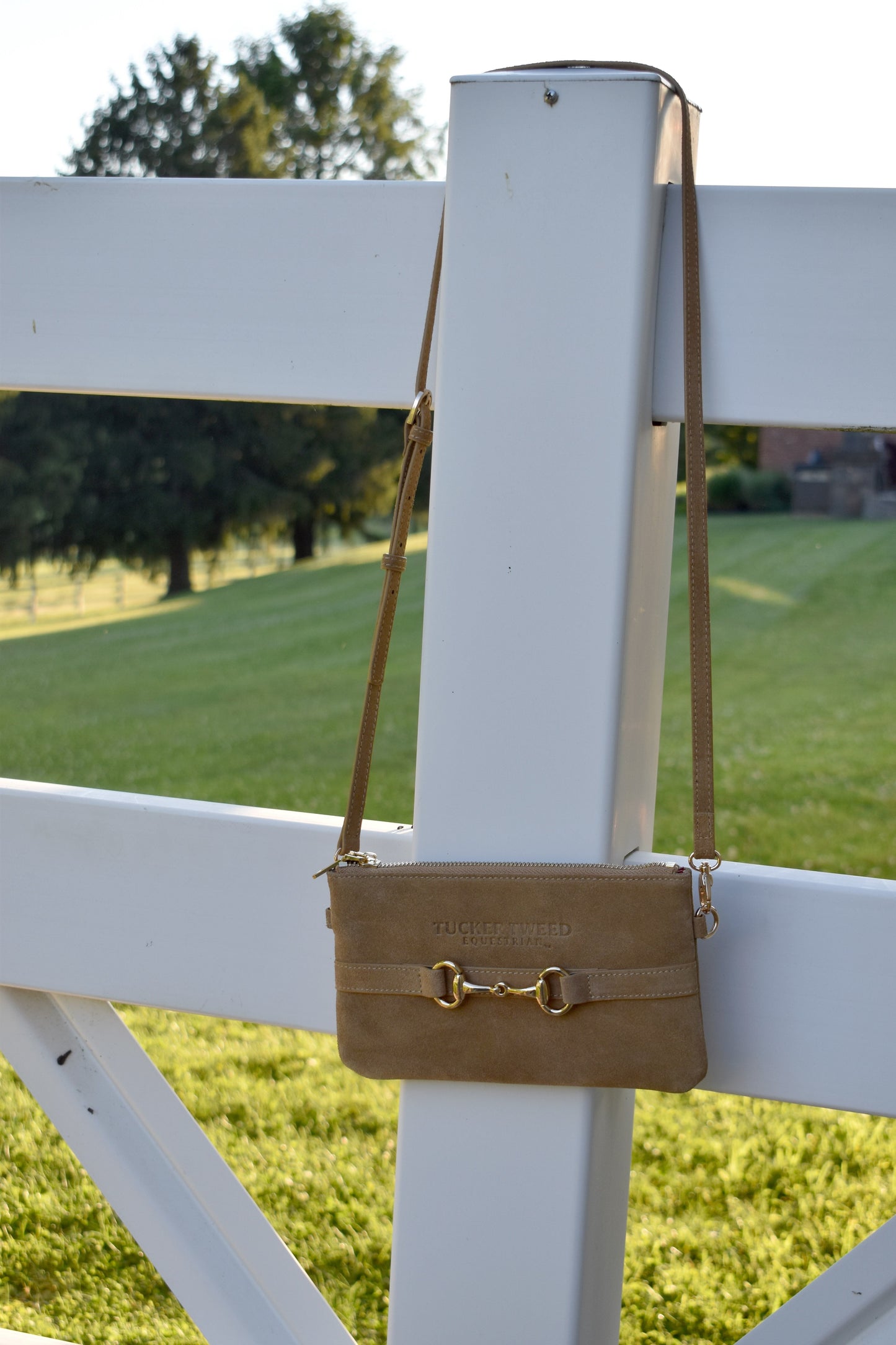 Tucker Tweed Wellington Wristlet Palomino Suede Edition