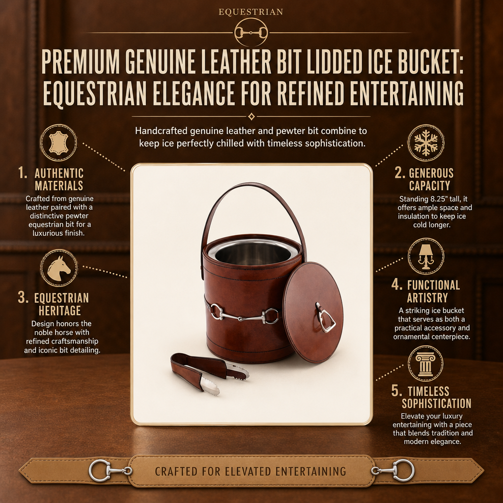 Vagabond House - Premium Genuine Leather Bit Lidded Ice Bucket