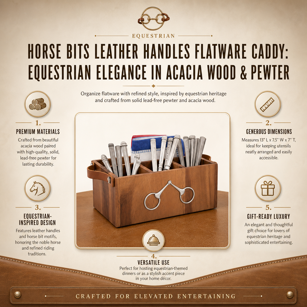 Vagabond House - Flatware Caddy- Horse Bits Leather Handles
