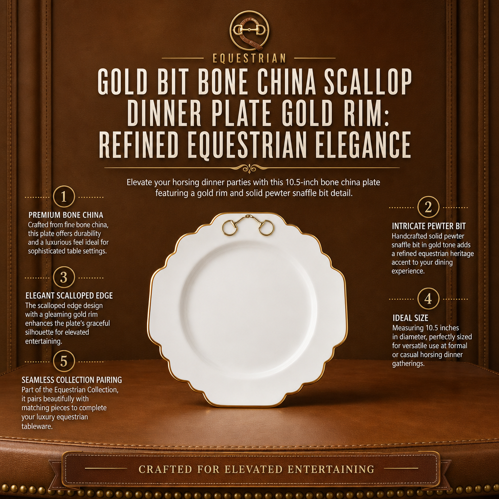 Vagabond House - Gold Bit Bone China Scallop Dinner Plate Gold Rim