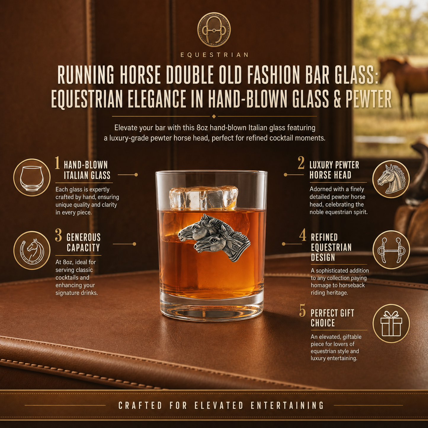 Vagabond House - Running Horse Double Old Fashion Bar Glass