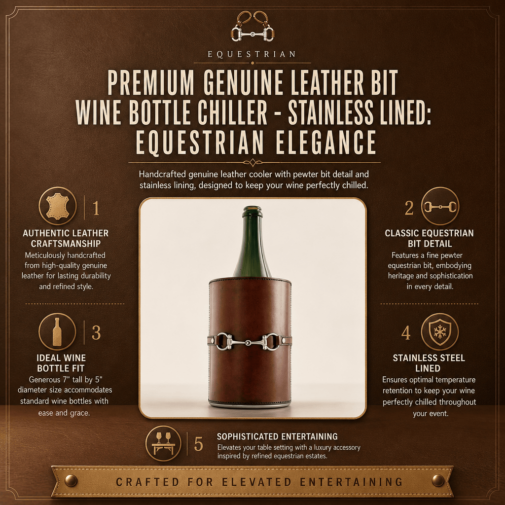 Vagabond House - Premium Genuine Leather Bit Wine Bottle Chiller - Stainless Lined