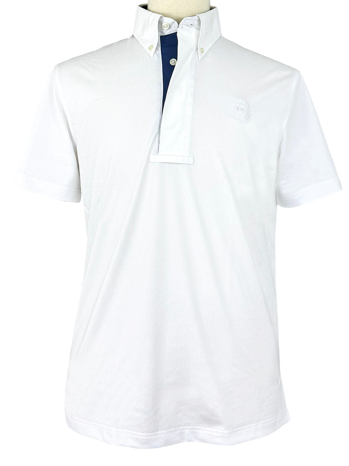 Essex Classics Men's Marine Blue Self Trim Talent Yarn Short Sleeve Show Shirt