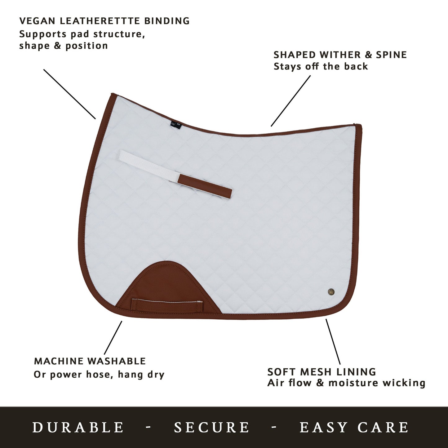 Sixteen Cypress Dressage Pad, White & Cognac