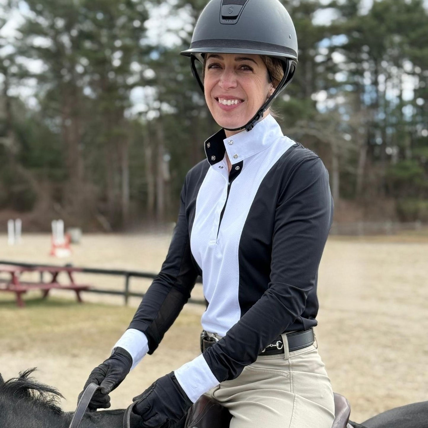 Essex Classics Ladies "Luna II" Black Self-Trim Long Sleeve Performance Show Shirt