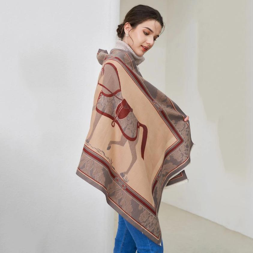 AWST Int'l Baroque Horses Acrylic Cashmere Scarf Farm House Tack