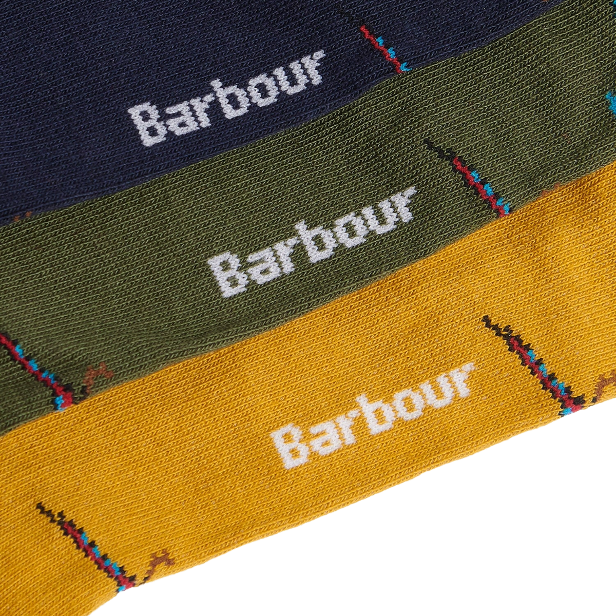 Barbour Pheasant Socks Gift Box, Forest Mist, logo view
