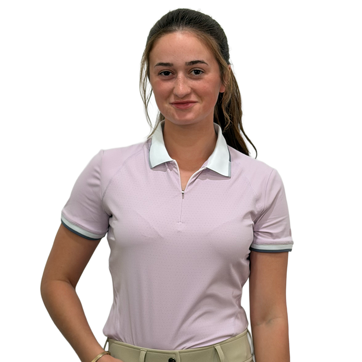 Women's Camryn Short Sleeve Polo - Orchid - Front View