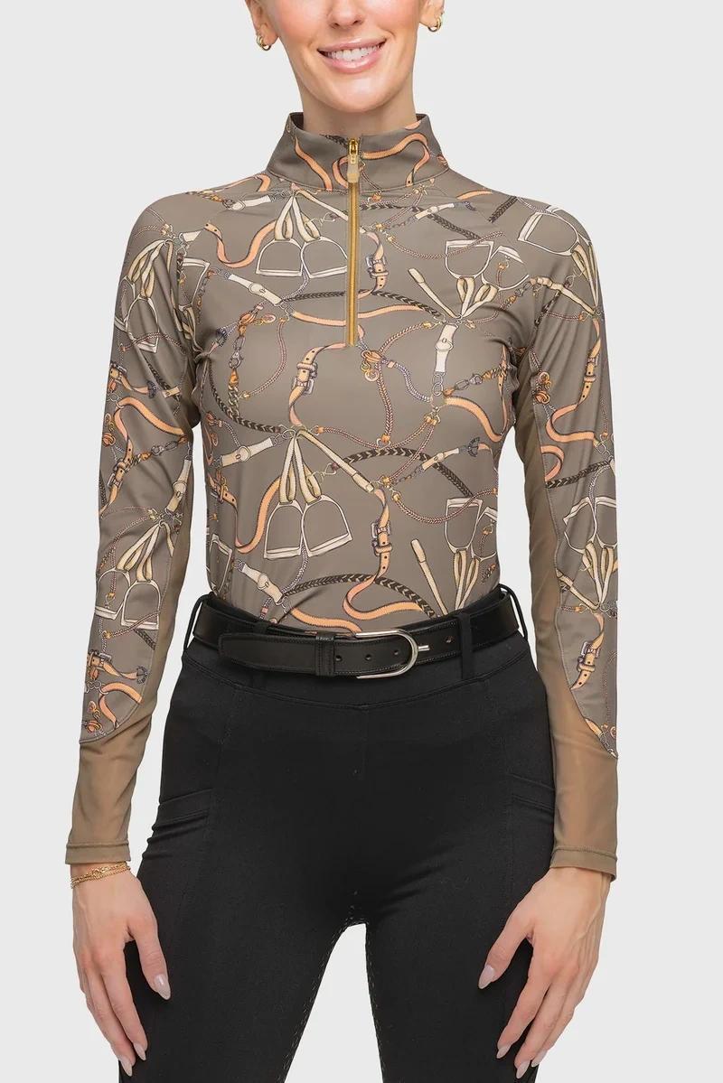 Kastel Long Sleeve Belts Print 1/4 Zip Shirt - Sale