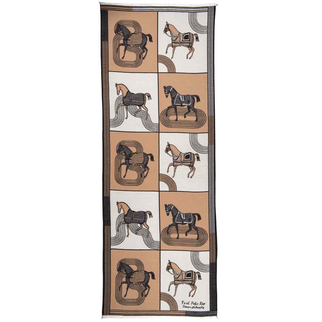 Urban Equestrian Cavallo - Caramel Equestrian Motif Luxe Shawl