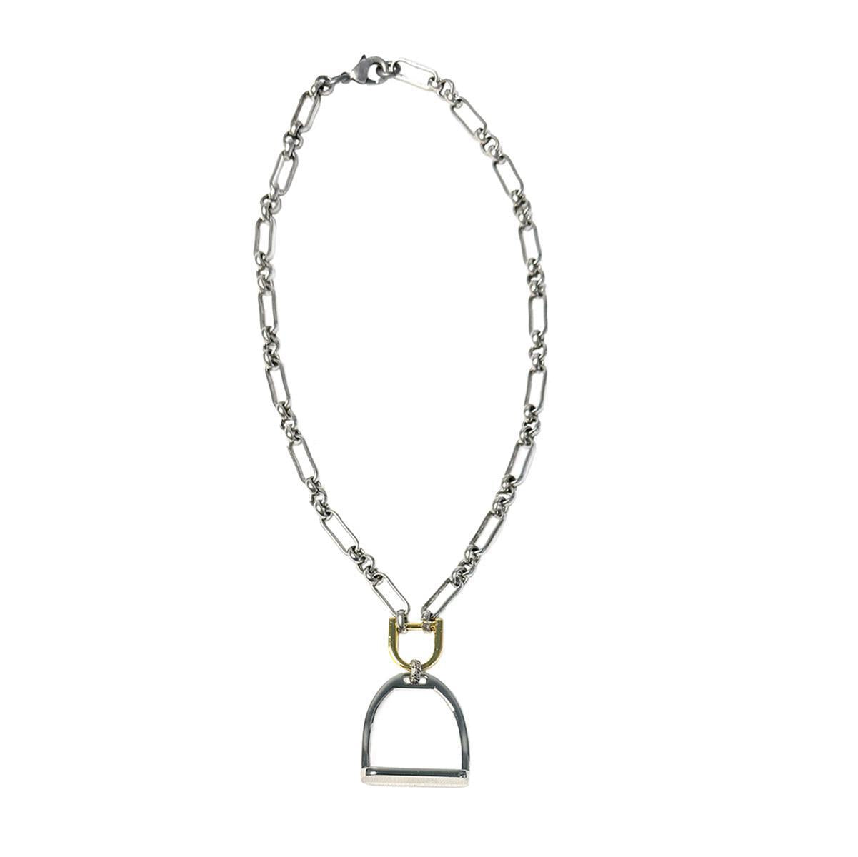 V2 Designs Loose Link Mixed Media Stirrup Necklace| Farm House Tack