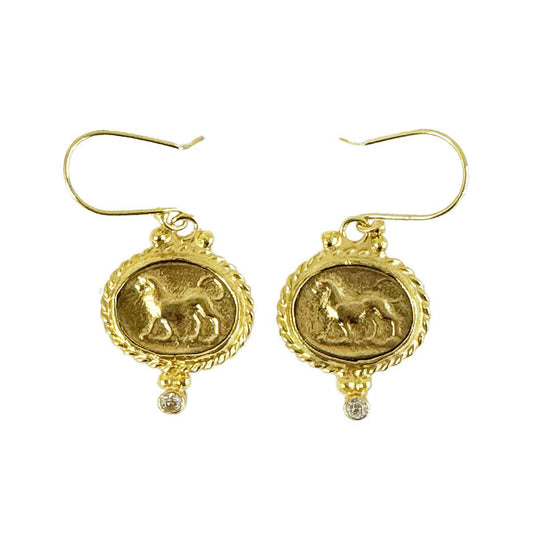 V2 Designs Drop Coin Earrings With Crystal Accent