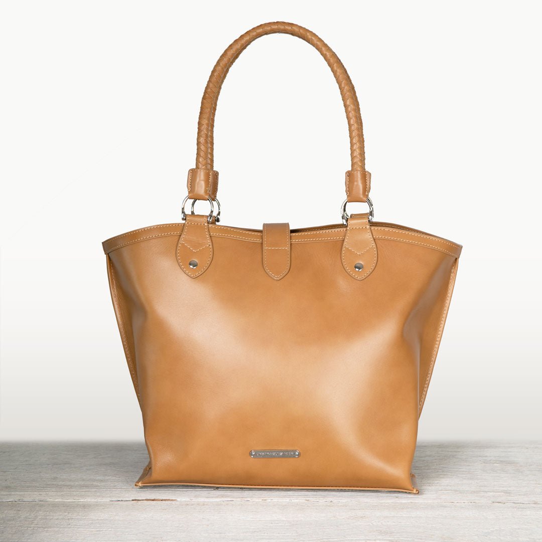 Urban Equestrian Del Rey -Horse Bit Tote Luxury Leather Handbag in Caramel