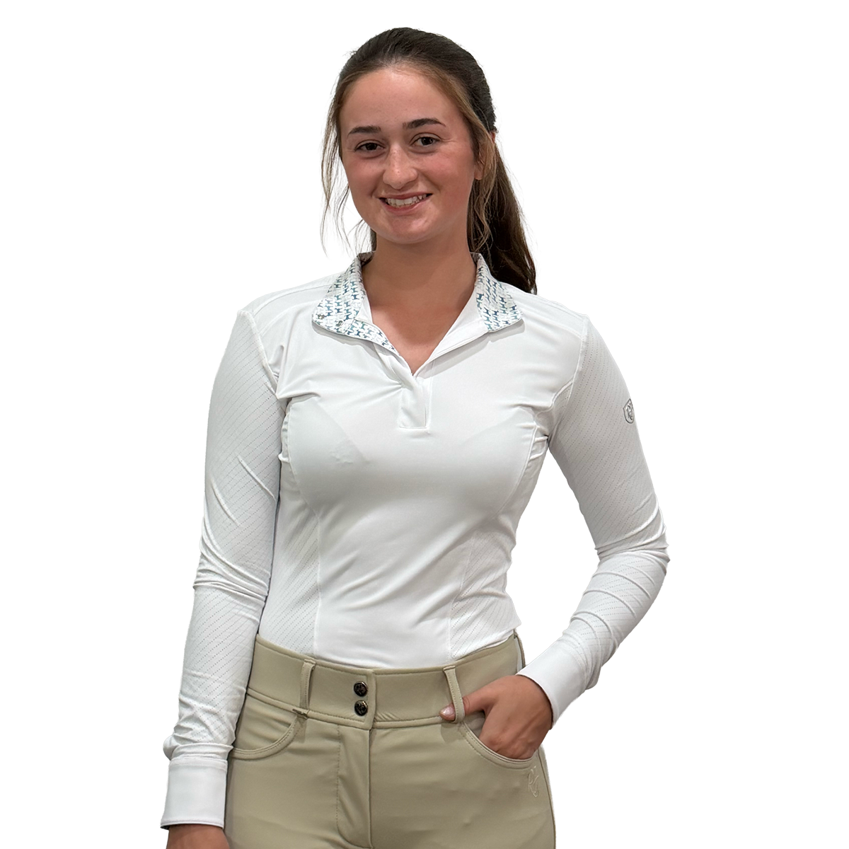 RJ Classics Women's Tori 2.0 Long Sleeve Show Shirt-Retro Pups-Front View