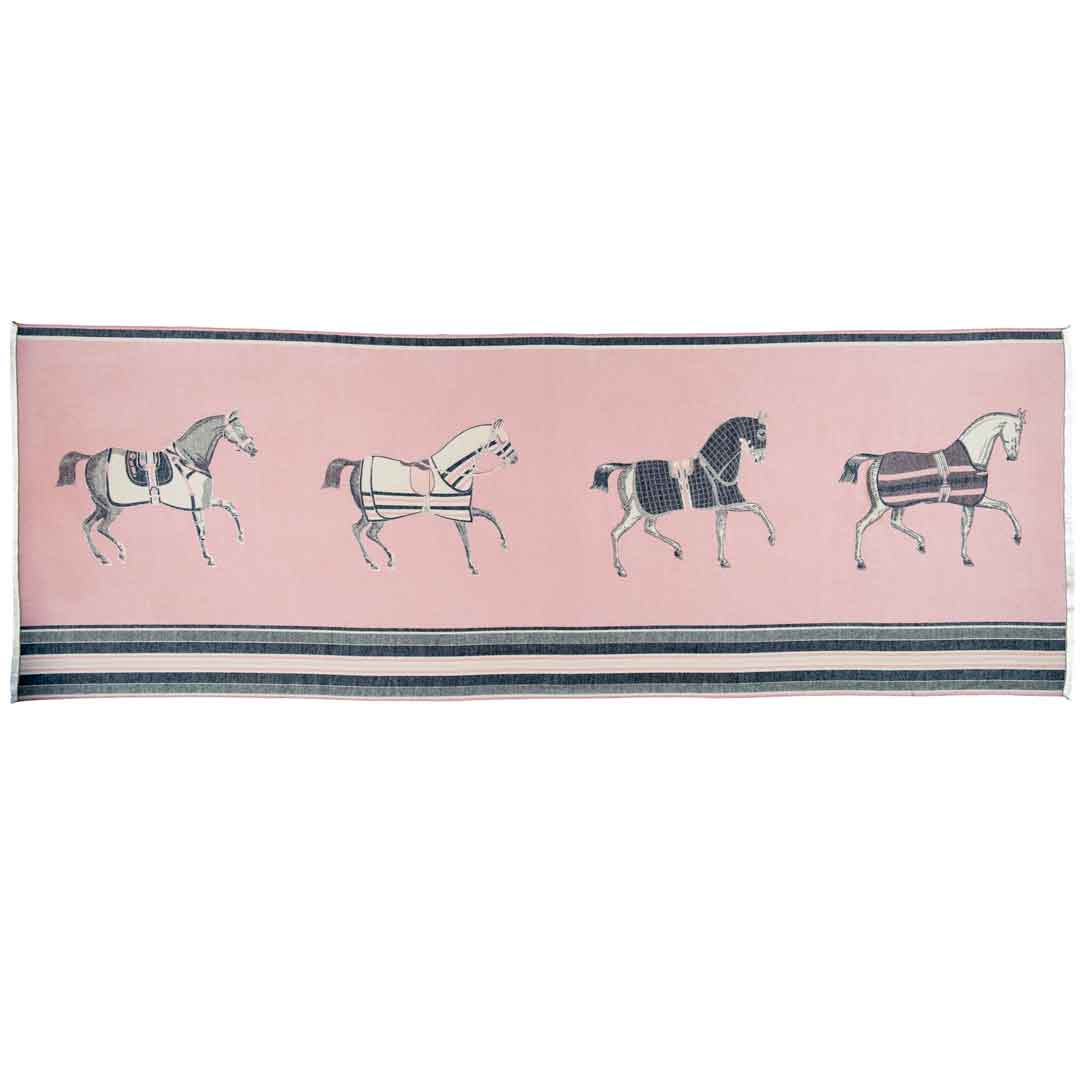 Urban Equestrian Equus - Blush Pink Equestrian Motif Luxe Shawl