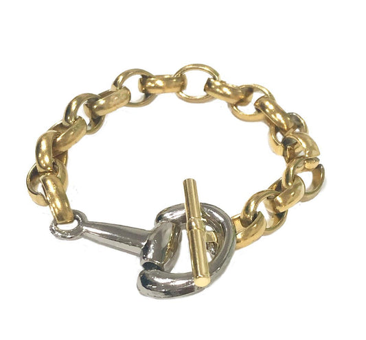 V2 Designs Gold Link Bracelet With Silver Bit