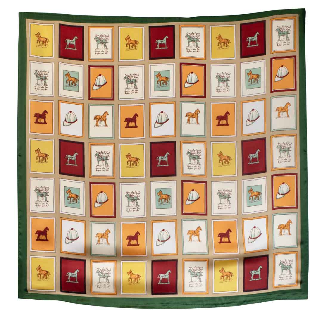 Urban Equestrian Pony Club - Stylized Equestrian Scarf in Hunter Green, Wine & Amber
