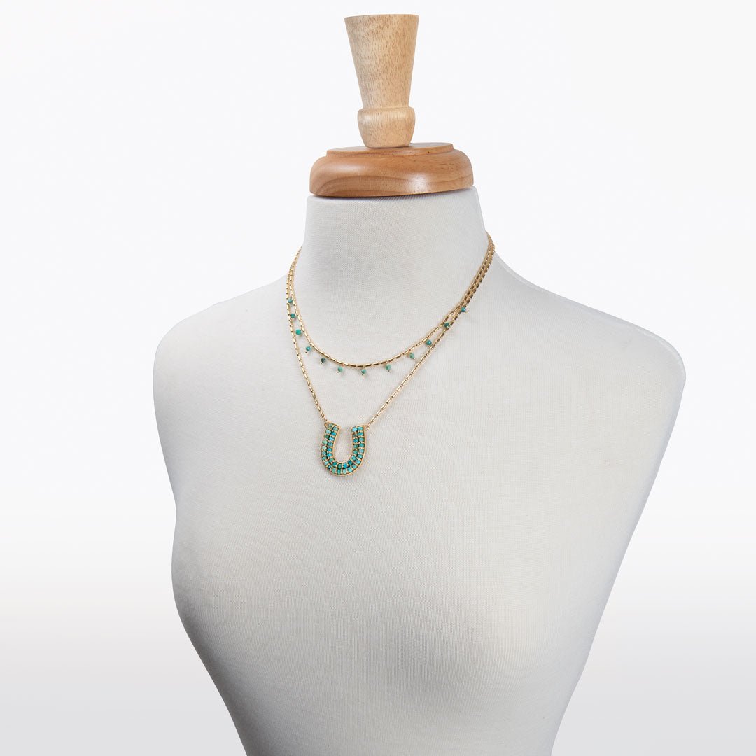 Urban Equestrian Prism - Turquoise Equestrian Horseshoe Necklace & Choker