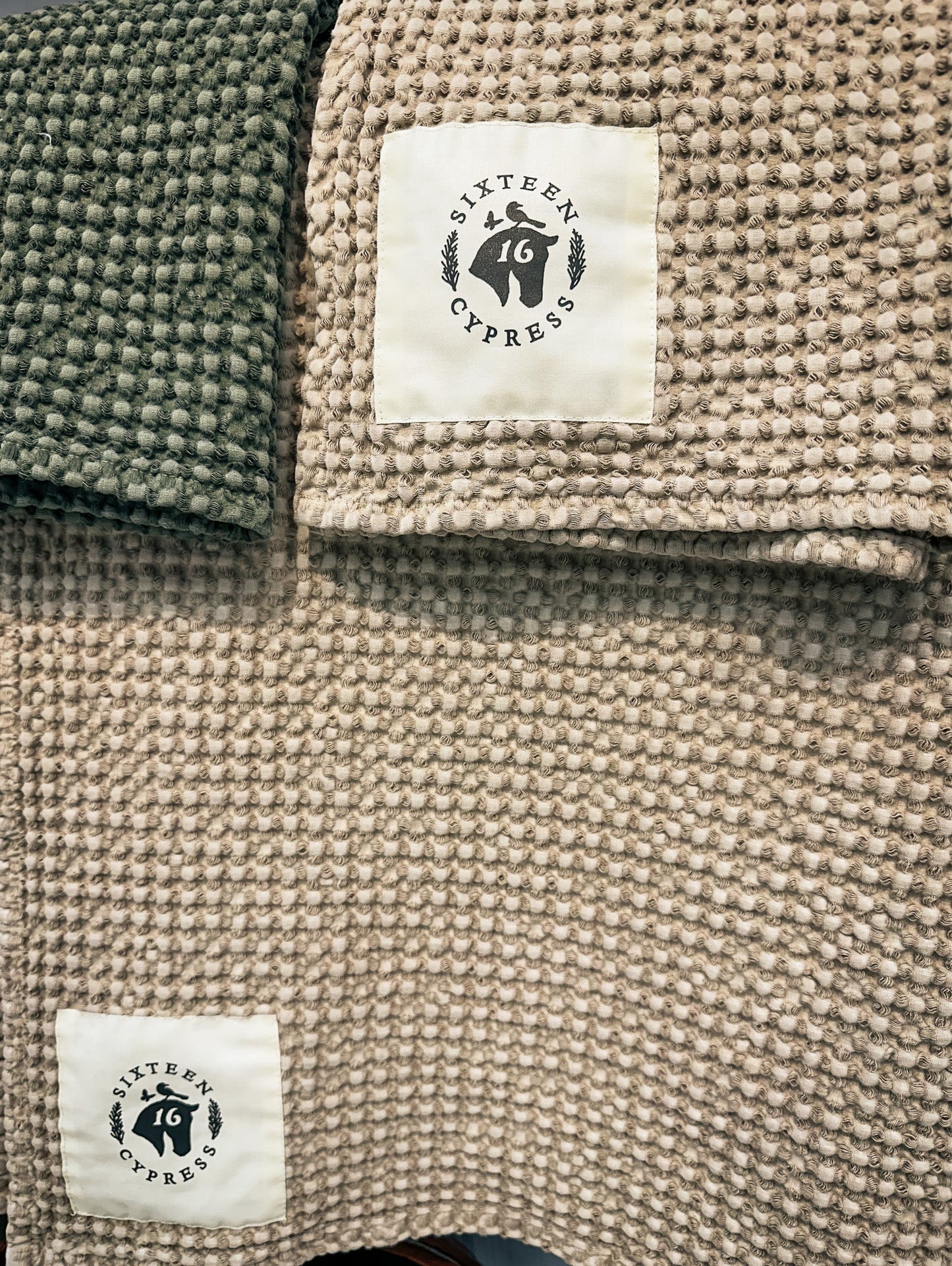 Sixteen Cypress Cotton Waffle Horse Drying Towel, Sand