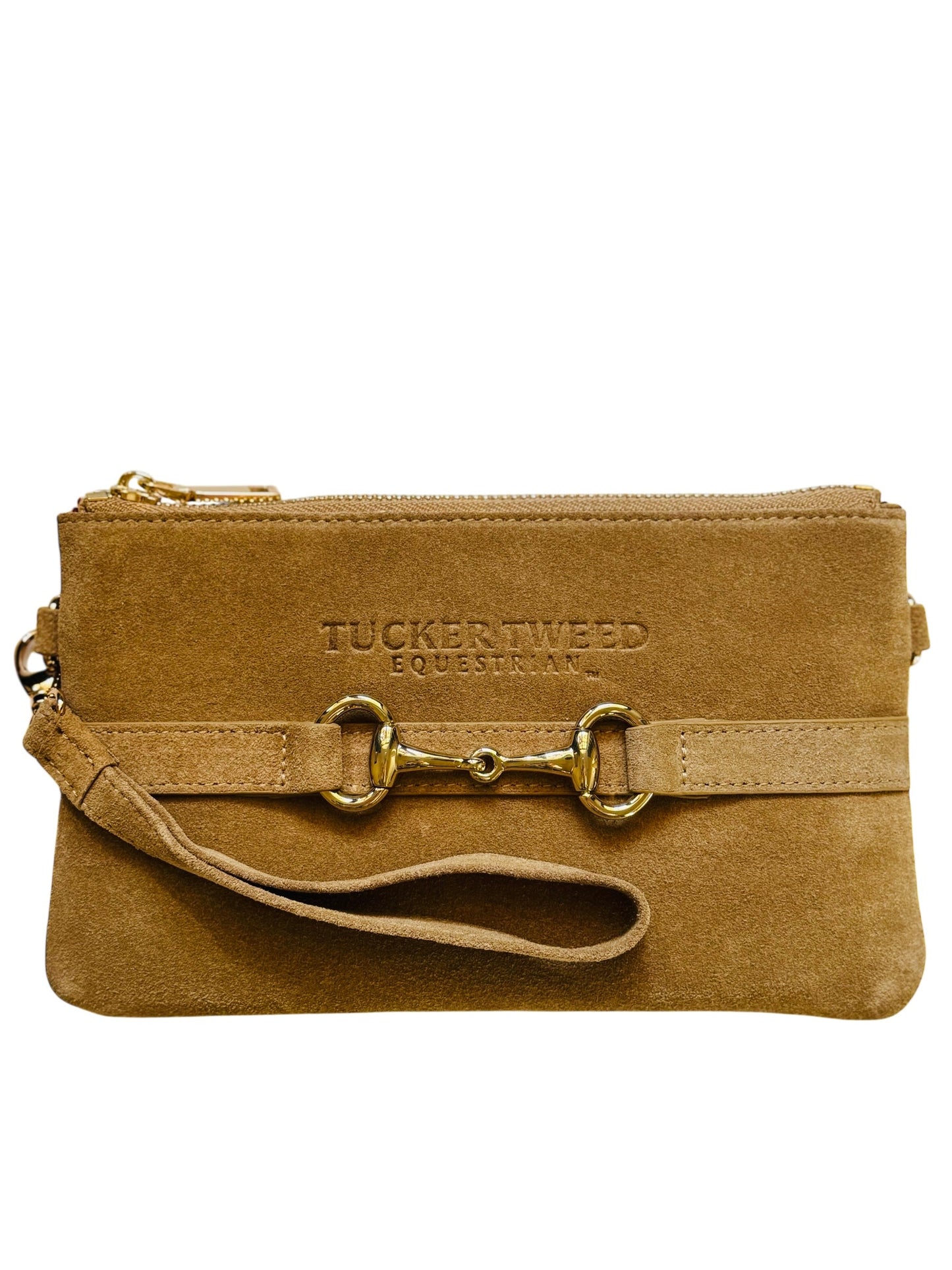 Tucker Tweed Wellington Wristlet Milk Chocolate Suede Edition