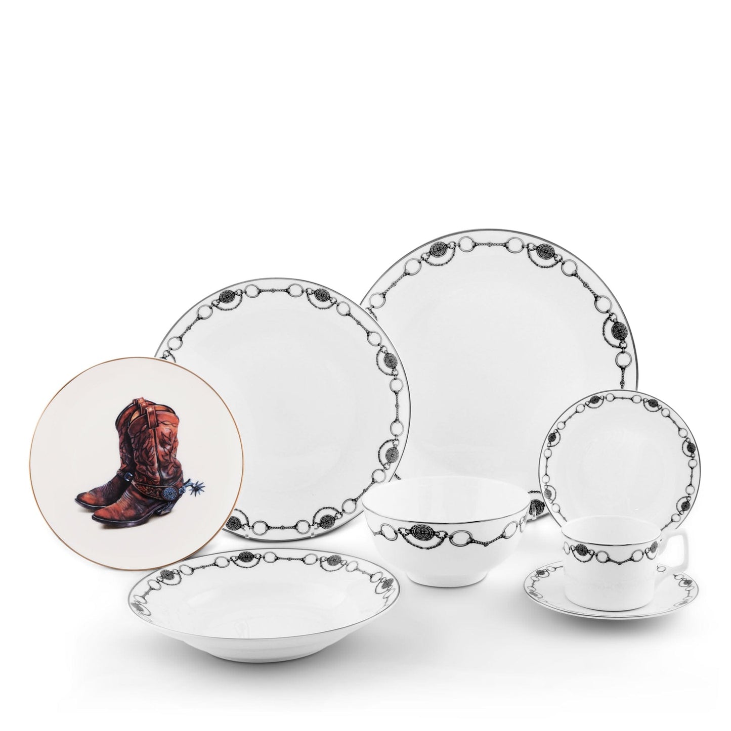 Vagabond House Amarillo Western Boot Pattern Bone China Round Salad Plate