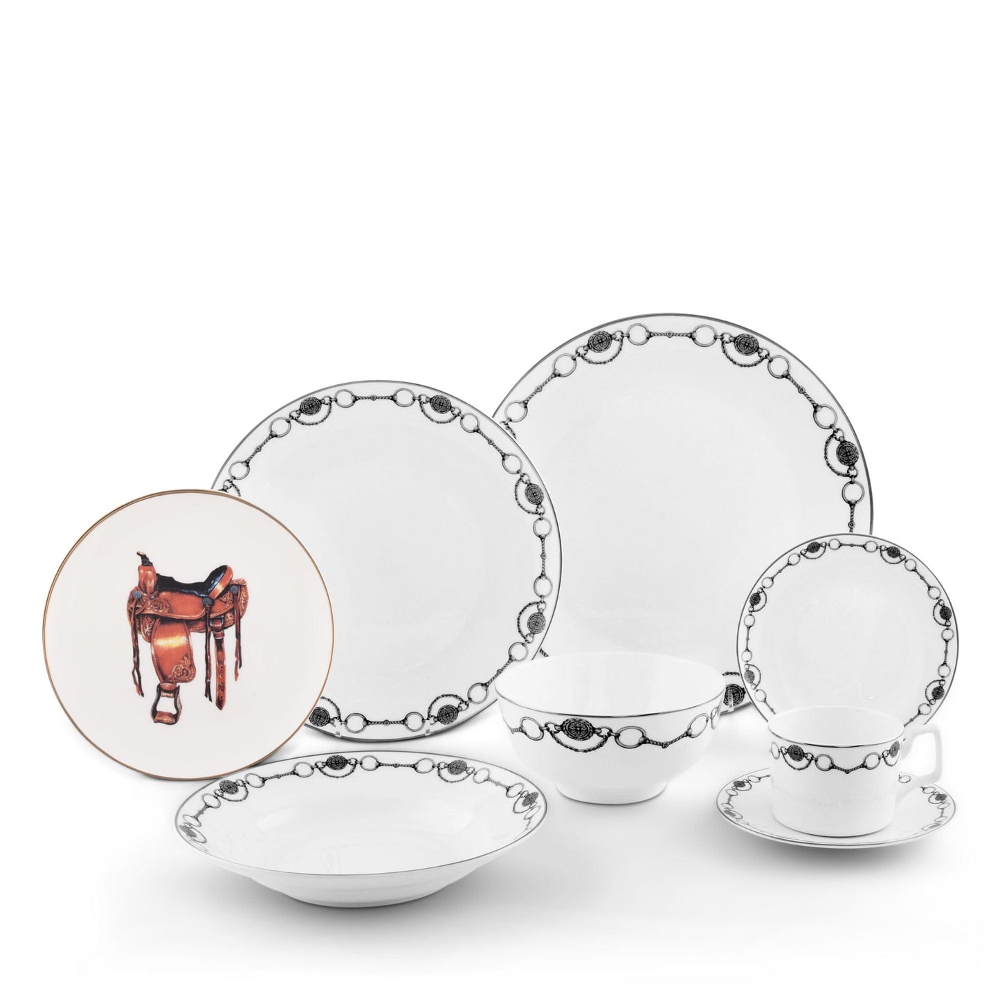 Vagabond House - Amarillo Western Saddle Pattern Bone China Round Salad Plate