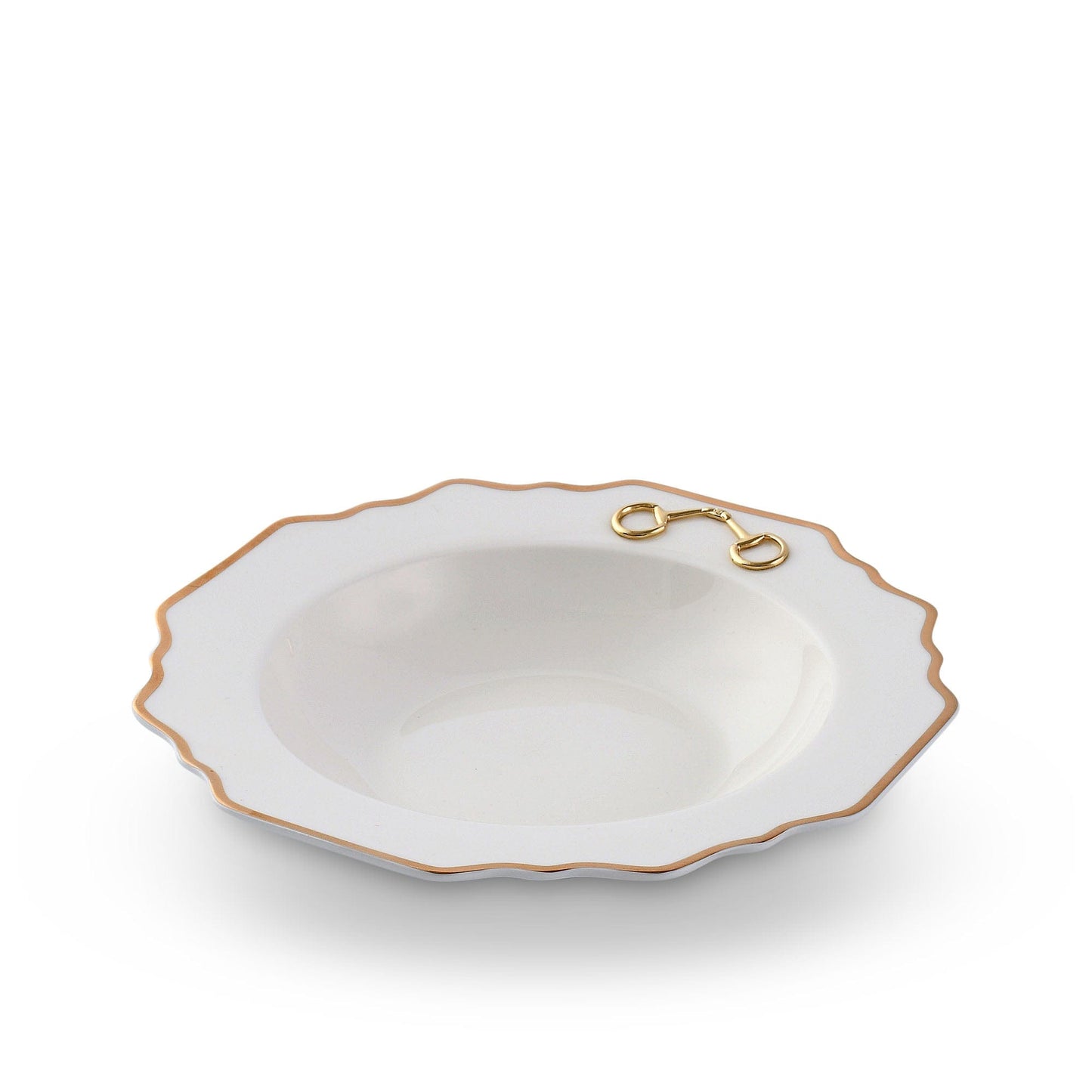 Vagabond House - Gold Bit Bone China Scallop Soup Plate Gold Rim