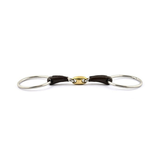 Jump'in French Link Large Ring Leather Covered Bit