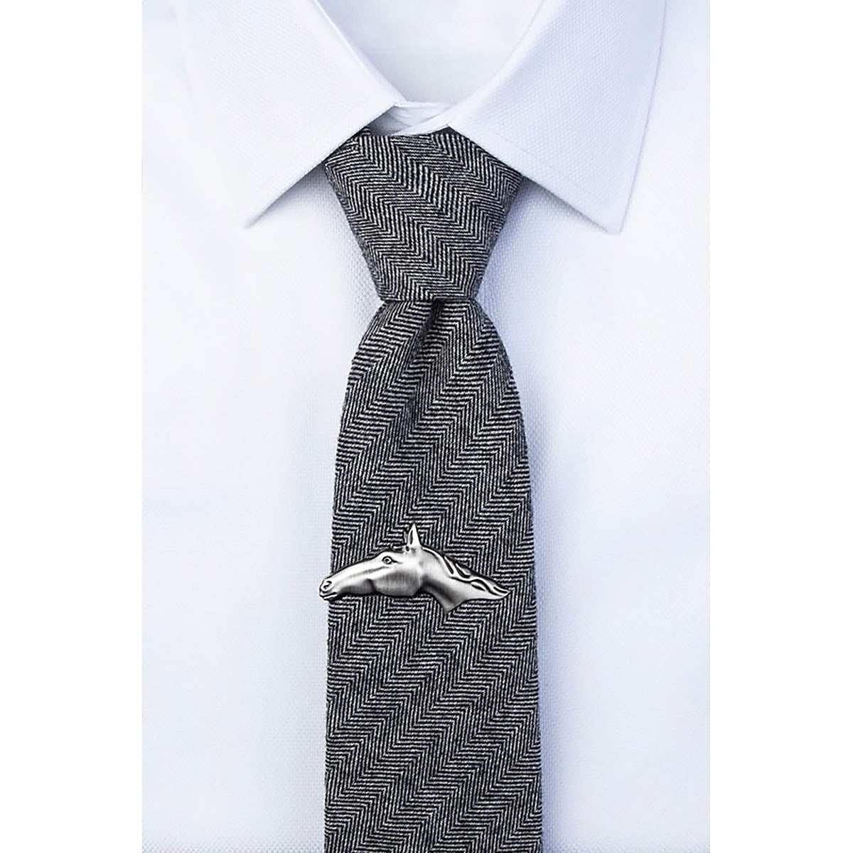 Wild Attire Inc. Love Your Neigh-bor Antiquated Silver Metal Tie Bar