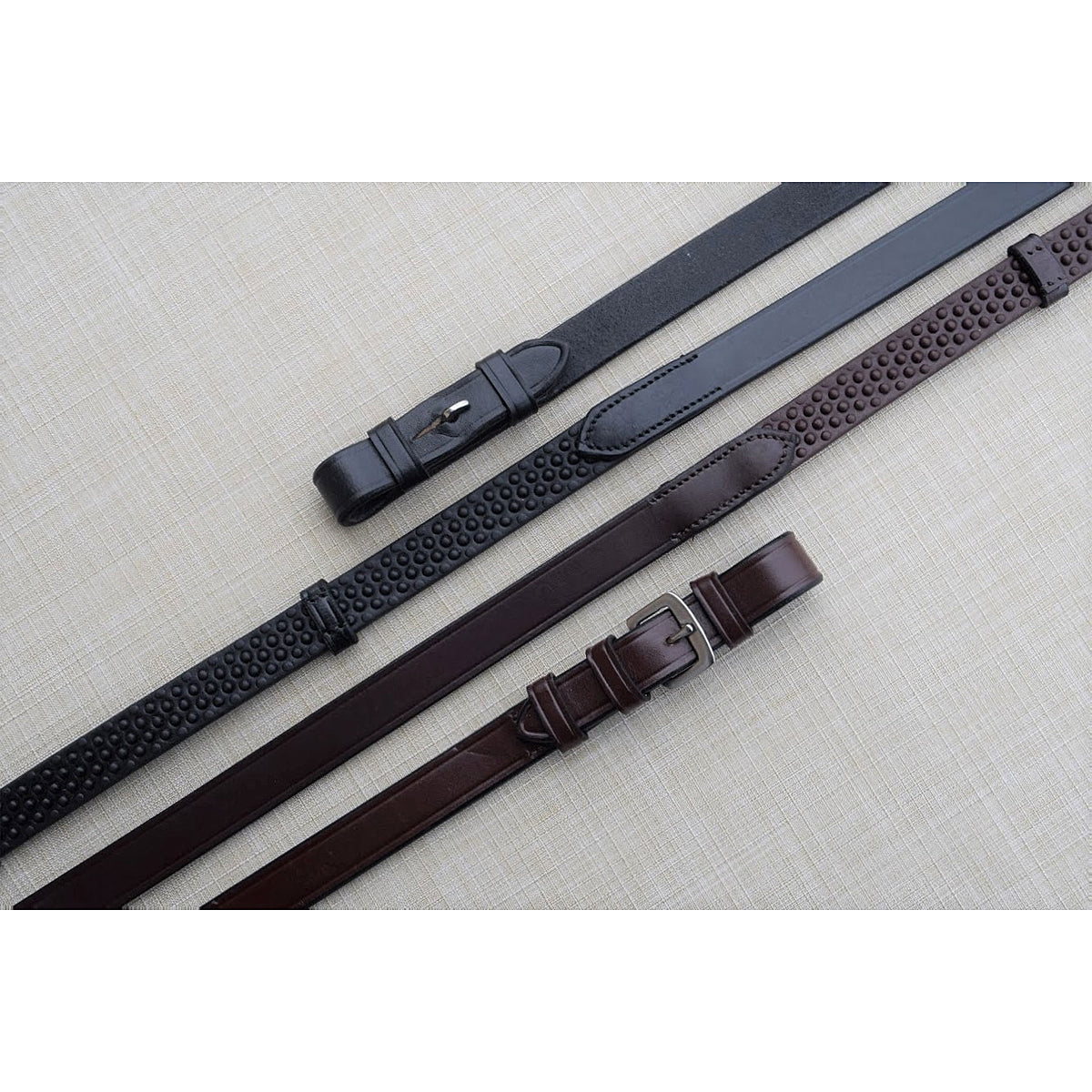 Black Oak by KL Select Pebble Grip Reins with Stops