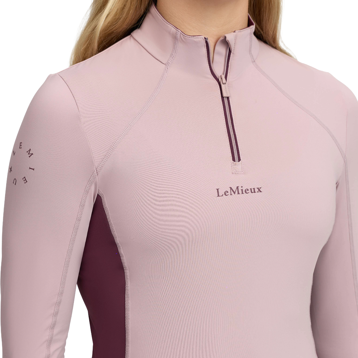 LeMieux Young Rider Classique Base Layer-wild rose-model-detail view