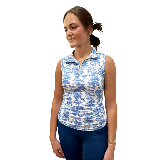 Dapplebay Equestrian Toile 1/4 Zip Sleeveless Riding Top