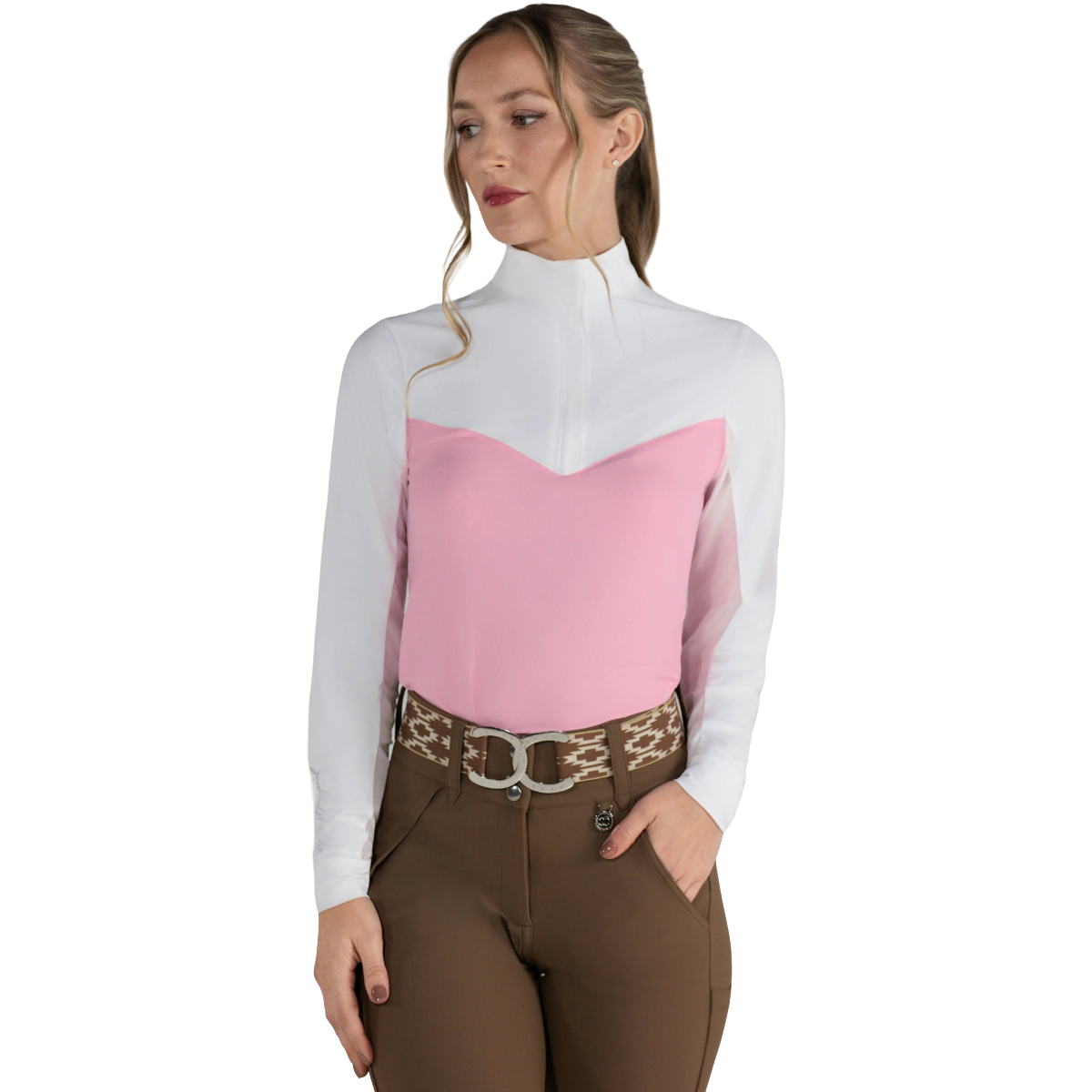 Dapplebay Women's Lady 1/4 Zip Long Sleeve Show Shirt