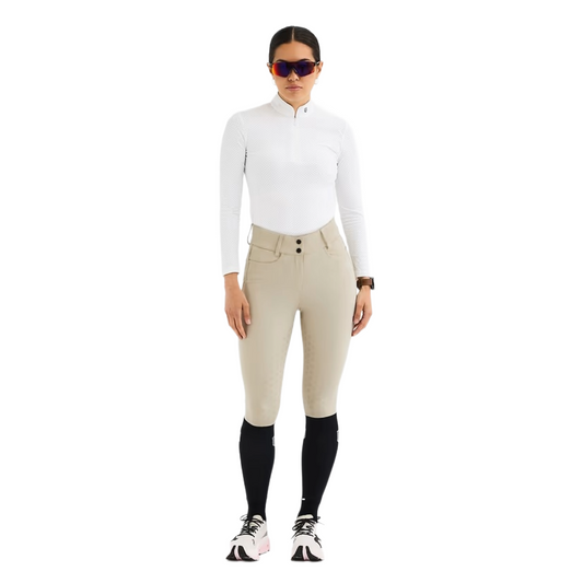Maya Delorez Women's Classic Half Seat Breeches 2.0-Beige-Front View